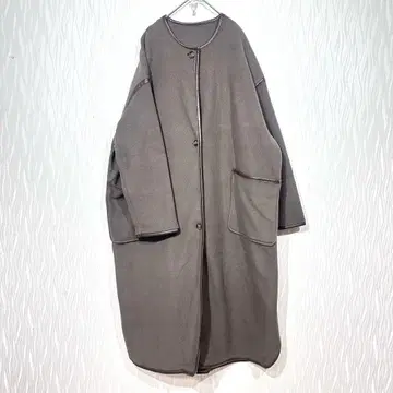 노카라 롱 코트 브라운 M 사이즈 포켓 부착 뒷면 파이핑