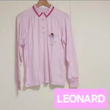 LEONARD 레오나르 핑크 긴팔 피케 셔츠 M