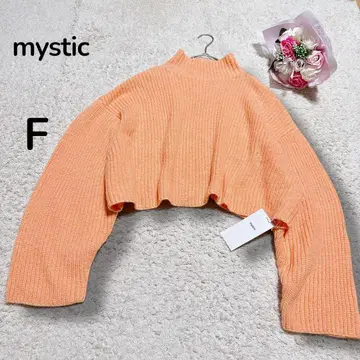 [ 미스틱 mystic ] 새상품 모헤어 숏 기장 니트 풀오버 오렌지