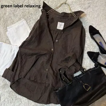 새상품급 그린 라벨 릴랙싱 코르트레이크 린넨 긴팔 셔츠 브라운 린넨