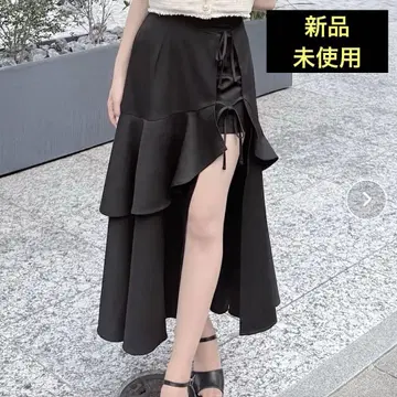 nomae 러플 슬릿 스커트