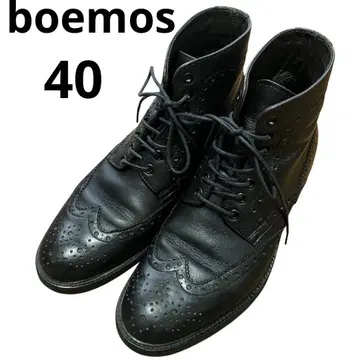 boemos 보에모스 천연 가죽 레이스업 부츠 윙팁 40