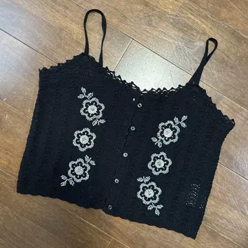 FREAK'S STORE 블랙 꽃무늬 자수 베스트 뷔스티에