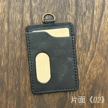 가죽 패스 케이스 단면 [02] 블랙 심플 핸드메이드 손바느질