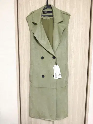 미사용 ZARA 올리브 그린 롱베스트 트렌치