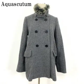LA4441 아쿠아 스큐텀 퍼(Fur) 부착 스탠드 넥 코트 그레이 S