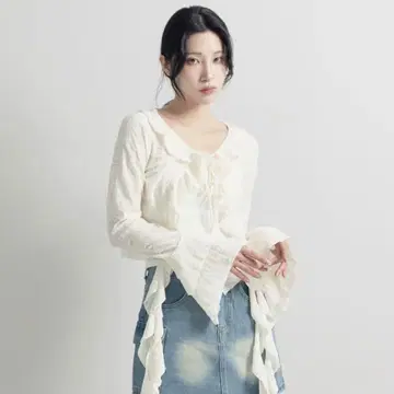 빈티지 헤이즈 프릴 가디건 아이보리