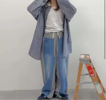 니코앤드 MODE NORM CORE 데님 패치워크 팬츠 그레이 L