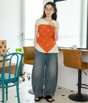 미사용 새상품 택 없음! 니코앤드 셀프 컷 배럴 팬츠
