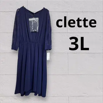 빅 사이즈 3L 쿠레트 clette 소매 레이스 원피스 네이비
