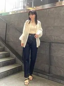 LAGUNAMOON 허리 비대칭 데님 팬츠
