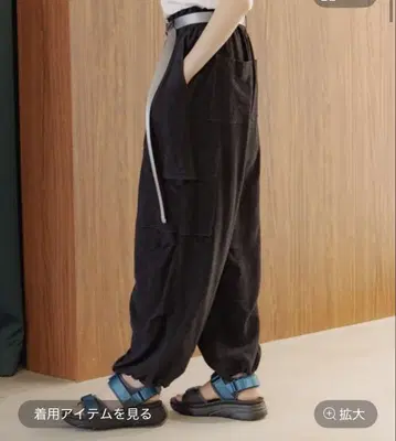 니코앤드 린넨 혼방 트로트 카고 팬츠 블랙 L