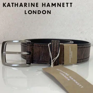 [미사용품] Katharine Hamnett 가죽 남성용 벨트 브라운