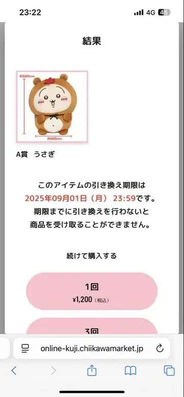 치이카와 너구리인걸 복권 A상 토끼