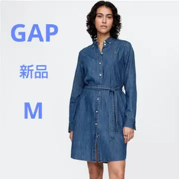 GAP 원피스 브라난베어 데님 셔츠 원피스 인디고 블루 M