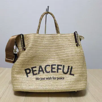 미사용품 스트로우 소재 PEACEFUL 2way 토트백