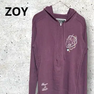 ZOY 퍼플 보라색 후드 부착 스웨터 38 실크 혼방 G232