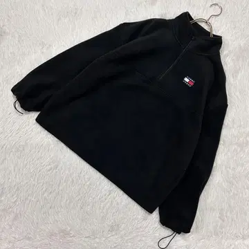TOMMY JEANS 하프 지 플리스 블랙 M 심플