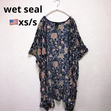 [ wet seal ] 플로럴 프린트 가디건 겉옷 네이비 XS/S