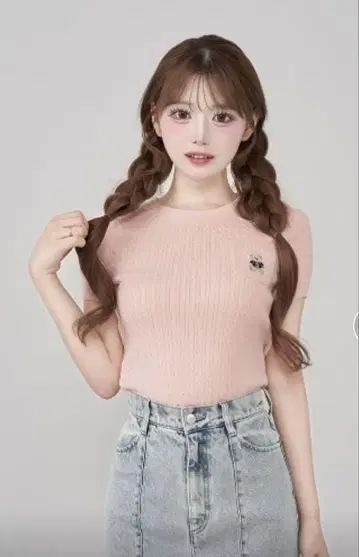 다리치 D 베어 케이블 니트 탑