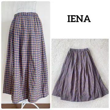 IENA 이에나 깅엄 개더 스커트 플레어 체크 일본제 가을 롱