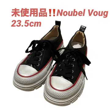 미사용 Noubel Voug 통굽 스니커즈 23.5cm 블랙 x 화이트