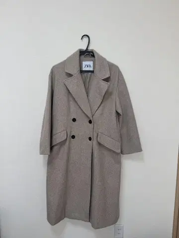 ZARA 베이지 더블 브레스트 롱 코트