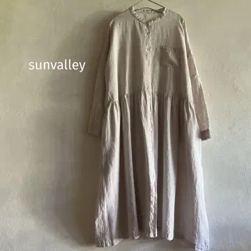 프렌치 린넨 밴드 카라 긴팔 롱 원피스 선밸리 sunvalley