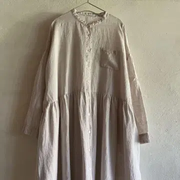 밴드 카라 프렌치 린넨 긴팔 롱 원피스 선밸리 sunvalley