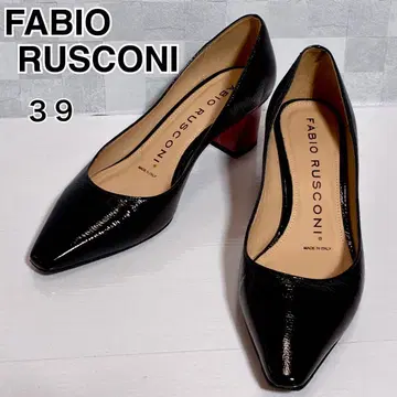 FABIO RUSCONI 펌프스 에나멜 포인티드 블록 힐 블랙