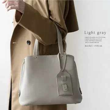 [미사용 새상품] 천연 가죽 레더 백 2way 라이트 그레이