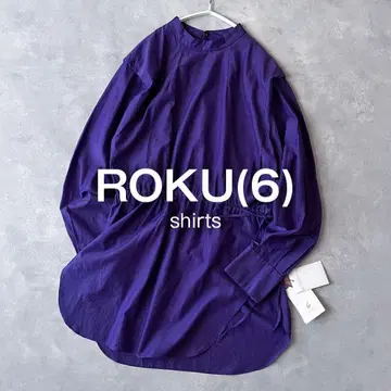 택 포함 새상품 6 ROKU 로쿠 셔츠 블라우스 롱 코튼 긴팔 T15