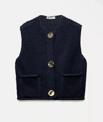 zara 청키 니트 베스트 네이비