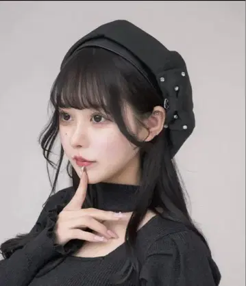 pium 베레모 블랙 비쥬 리본 베레 미개봉 새상품