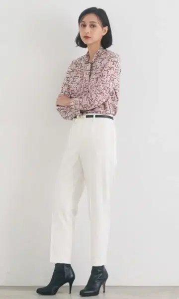 ANAYI 키카 프린트 보타이 블라우스