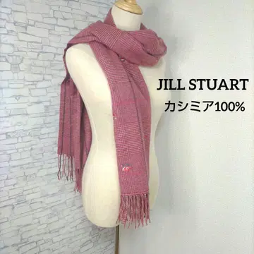 [새상품급] 질스튜어트 머플러 캐시미어100% 꽃 자수 핑크 체크