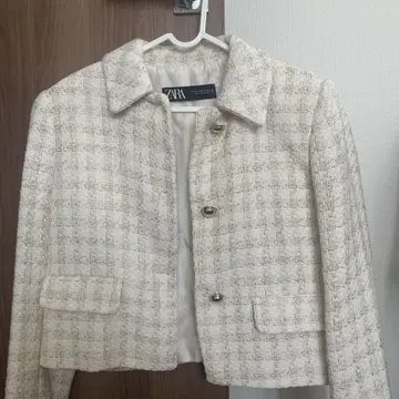 ZARA 크림색 체크 무늬 자켓 XS