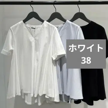 띠어리 럭스 튜닉 플레어 티셔츠 T셔츠 화이트 화이트 38