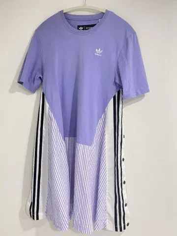레어 adidas 퍼플 스트라이프 반팔 원피스