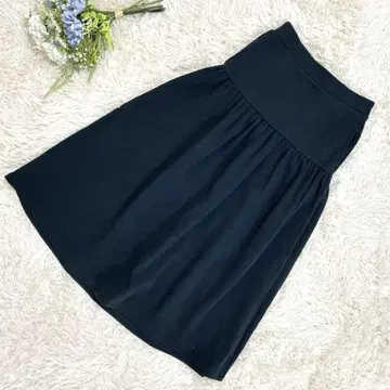 슈라루 롱 플레어 스커트 다크 그린 속기모 허리밴딩 겨울 L