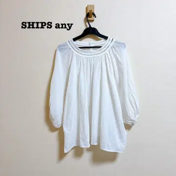 SHIPS any 양류 시어 레이스 플레어 퍼프 슬리브 블라우스