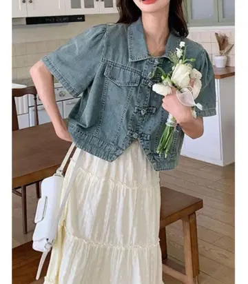 데님 차이나 디자인 셔츠