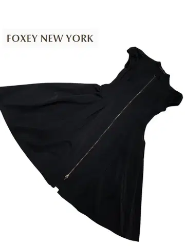 FOXEY NEW YORK 더블 지퍼 스트레치 원피스 38 블랙