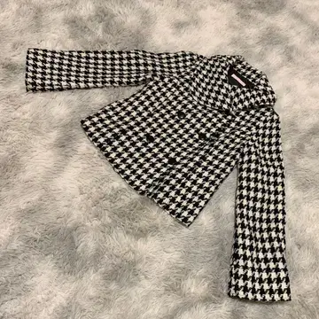 F747 [ IMAGE ] 이마쥬 코트 하프 코트 하운드투스 패턴
