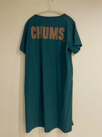 CHUMS 반팔 티셔츠 원피스 짙은 녹색