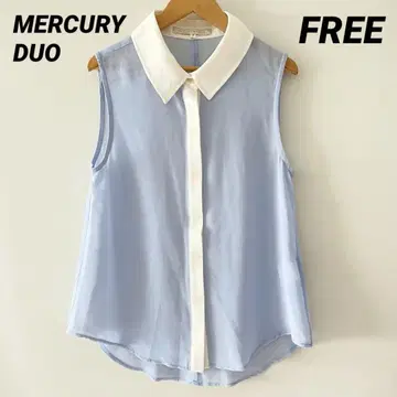 Mercuryduo 머큐리 듀오 블라우스 슬리브리스 바이컬러 파랑