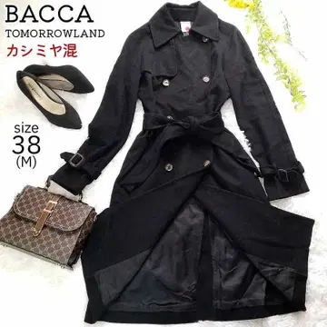 BACCA 바카 트렌치코트 캐시미어 혼방 벨트 A라인 블랙 M 38