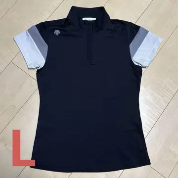 데상트 여성용 골프 피케 셔츠 L 사이즈 블랙/화이트