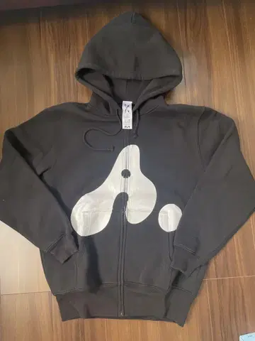 awesomeboystore 풀 집업 후드티 블랙 화이트 로고