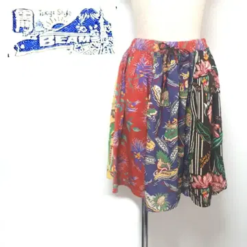 BEAMSBOY 카미나리몬 크레이지 패턴 알로하 스커트